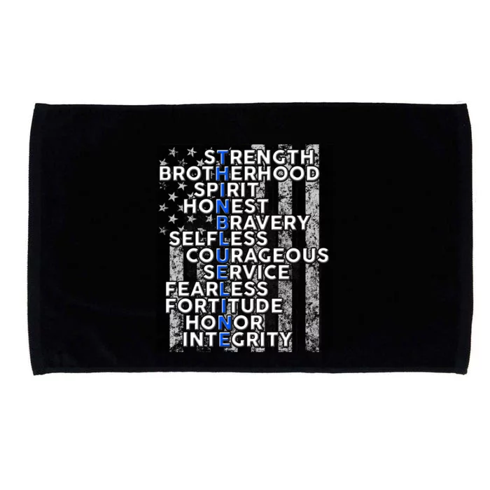 Support Police Thin Blue Line Distressed Flag Microfiber Hand Towel