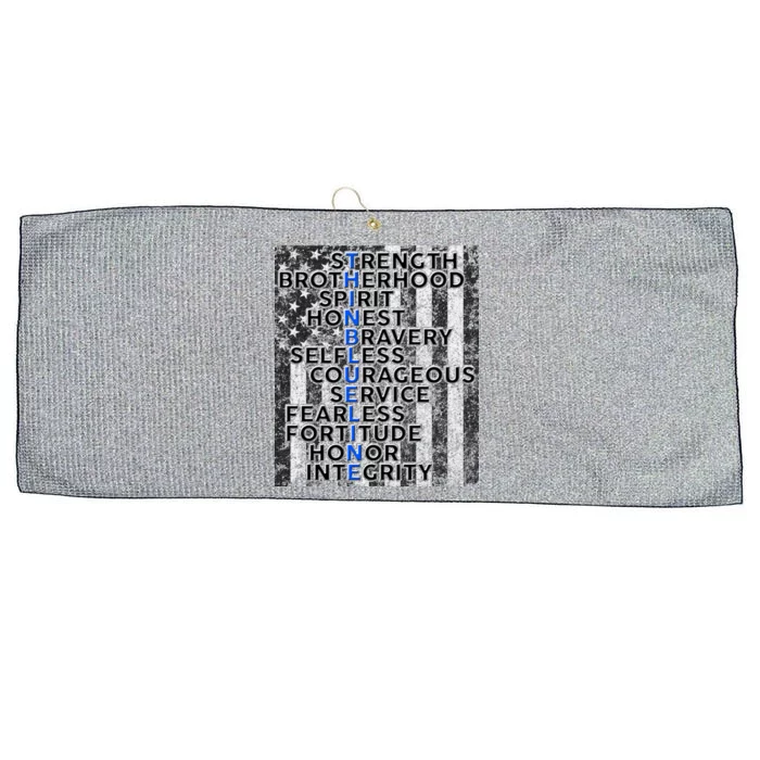 Support Police Thin Blue Line Distressed Flag Large Microfiber Waffle Golf Towel