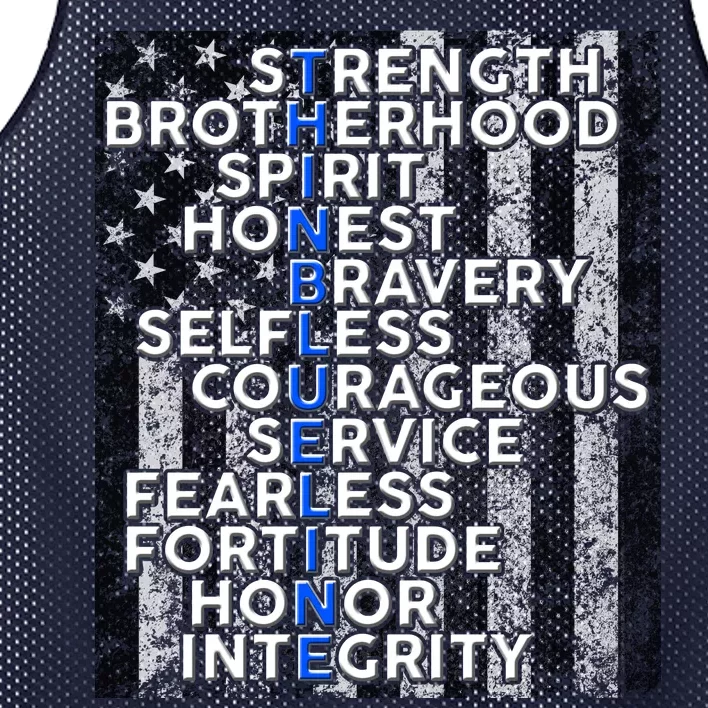 Support Police Thin Blue Line Distressed Flag Mesh Reversible Basketball Jersey Tank