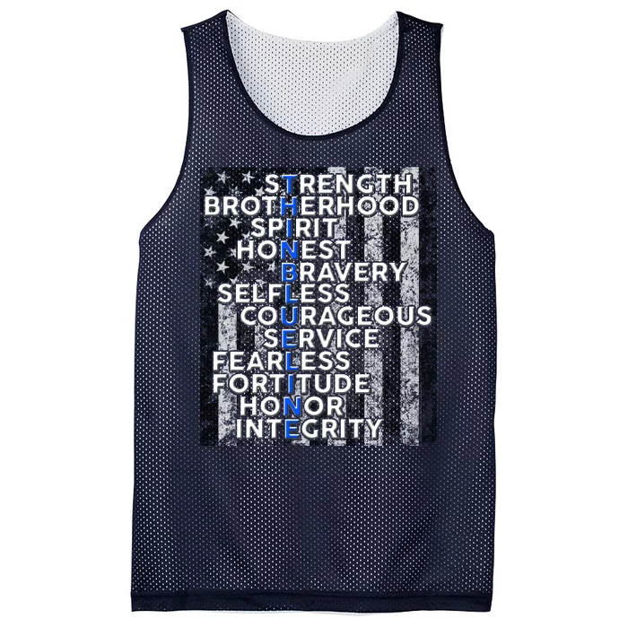 Support Police Thin Blue Line Distressed Flag Mesh Reversible Basketball Jersey Tank