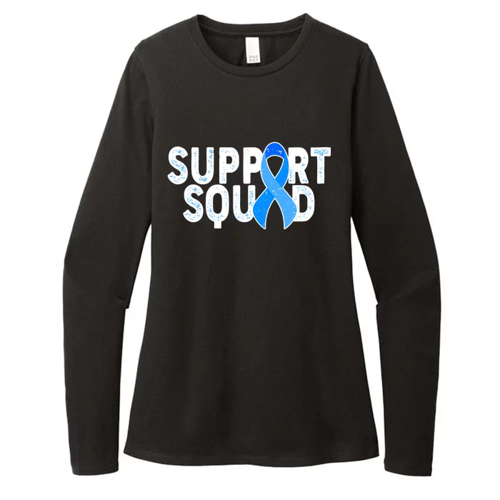 Support Squad Colon Cancer Awareness Blue Ribbon Womens CVC Long Sleeve Shirt