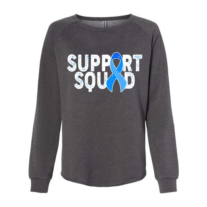 Support Squad Colon Cancer Awareness Blue Ribbon Womens California Wash Sweatshirt