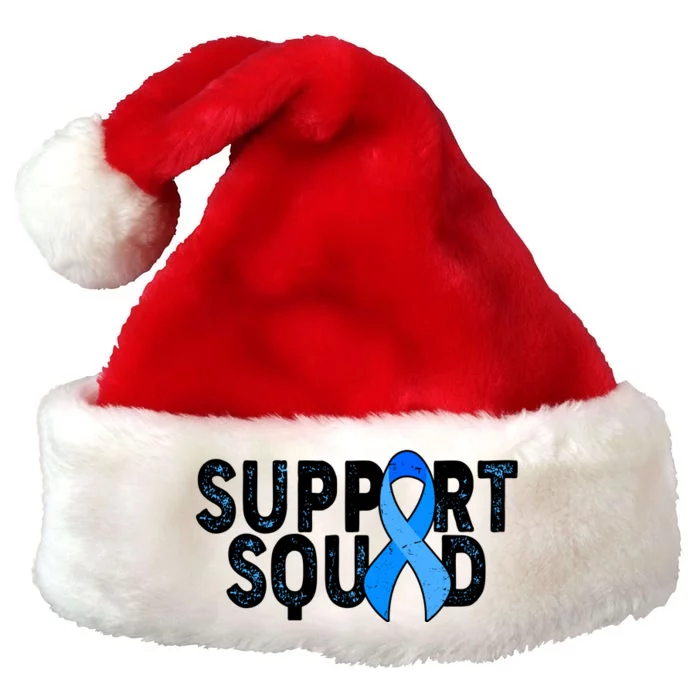 Support Squad Colon Cancer Awareness Blue Ribbon Premium Christmas Santa Hat