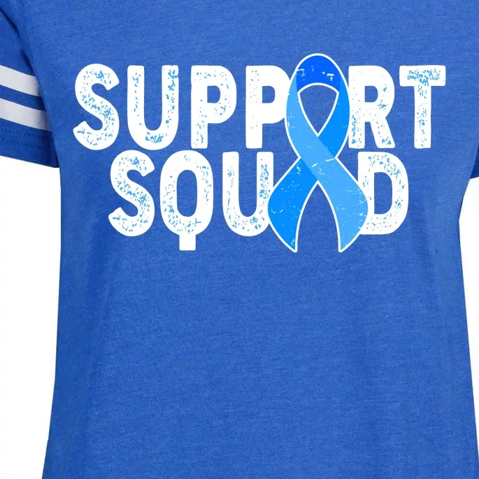 Support Squad Colon Cancer Awareness Blue Ribbon Enza Ladies Jersey Football T-Shirt