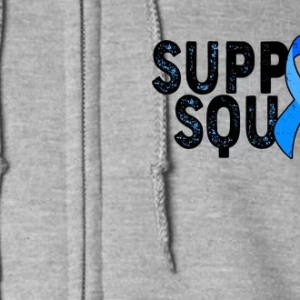 Support Squad Colon Cancer Awareness Blue Ribbon Full Zip Hoodie