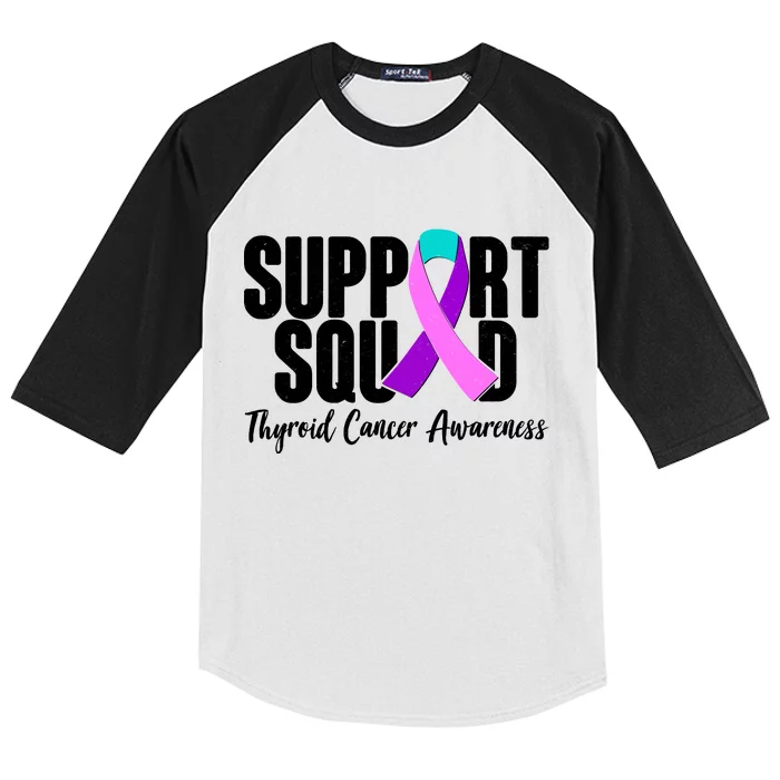 Support Squad Thyroid Cancer Awareness Kids Colorblock Raglan Jersey