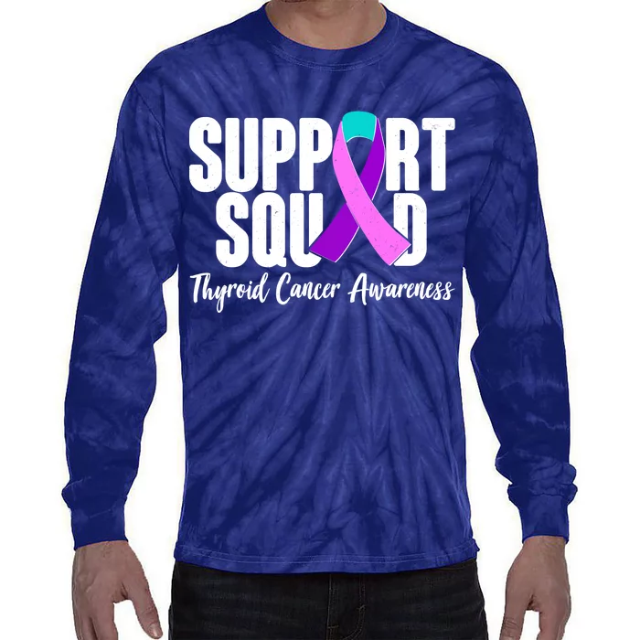 Support Squad Thyroid Cancer Awareness Tie-Dye Long Sleeve Shirt