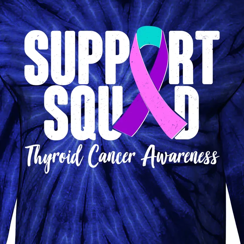 Support Squad Thyroid Cancer Awareness Tie-Dye Long Sleeve Shirt