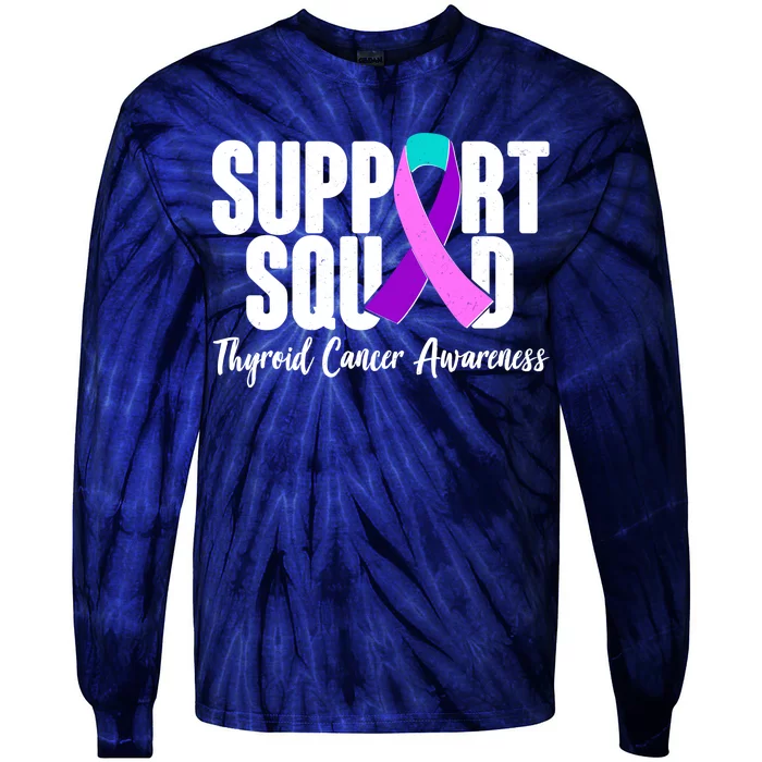 Support Squad Thyroid Cancer Awareness Tie-Dye Long Sleeve Shirt