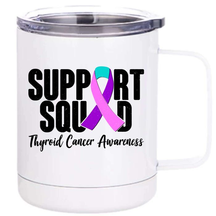 Support Squad Thyroid Cancer Awareness Front & Back 12oz Stainless Steel Tumbler Cup