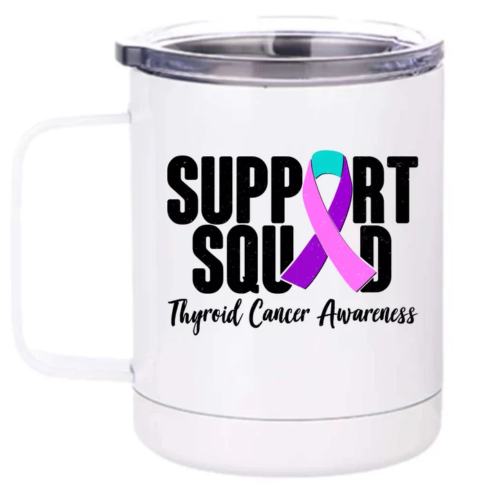 Support Squad Thyroid Cancer Awareness Front & Back 12oz Stainless Steel Tumbler Cup