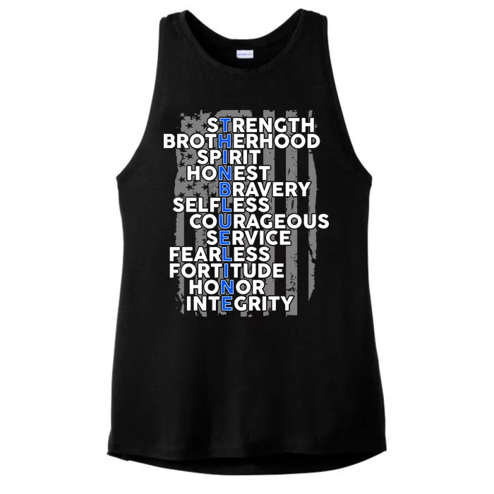 Support The Thin Blue Line US Flag Ladies Tri-Blend Wicking Tank