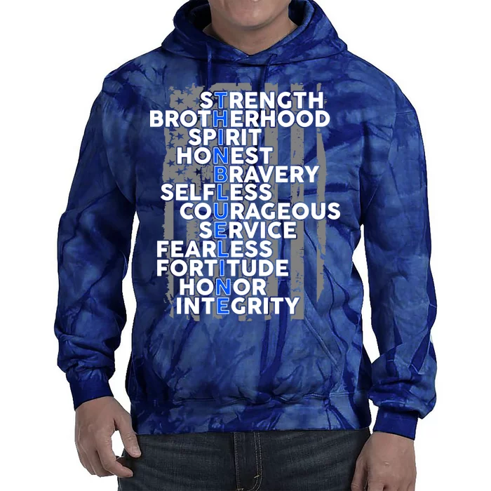 Support The Thin Blue Line US Flag Tie Dye Hoodie