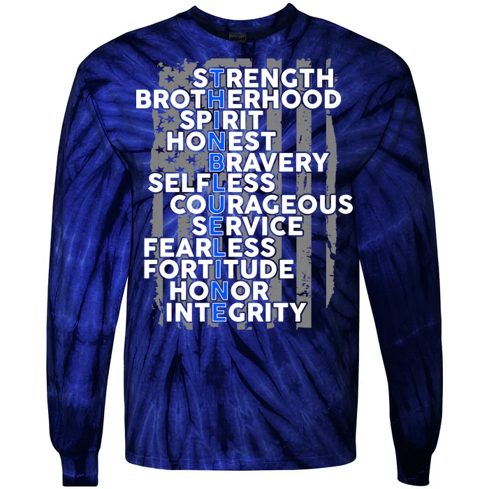 Support The Thin Blue Line US Flag Tie-Dye Long Sleeve Shirt