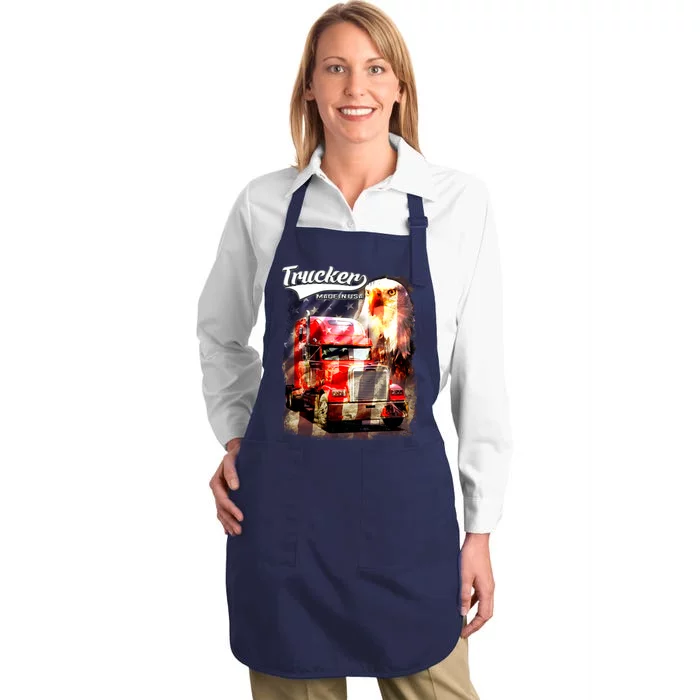 Support Trucker Made In USA Eagle Flag Full-Length Apron With Pocket