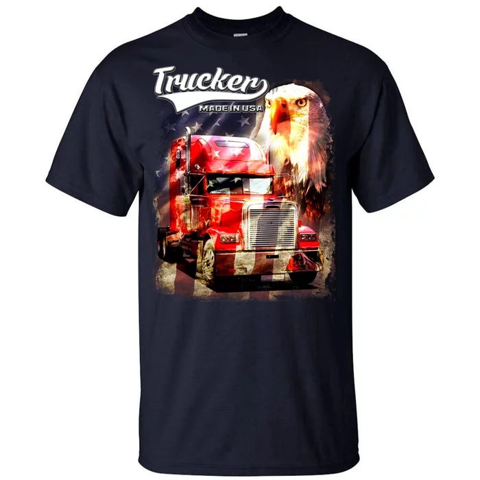 Support Trucker Made In USA Eagle Flag Tall T-Shirt