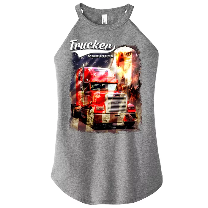 Support Trucker Made In USA Eagle Flag Women’s Perfect Tri Rocker Tank