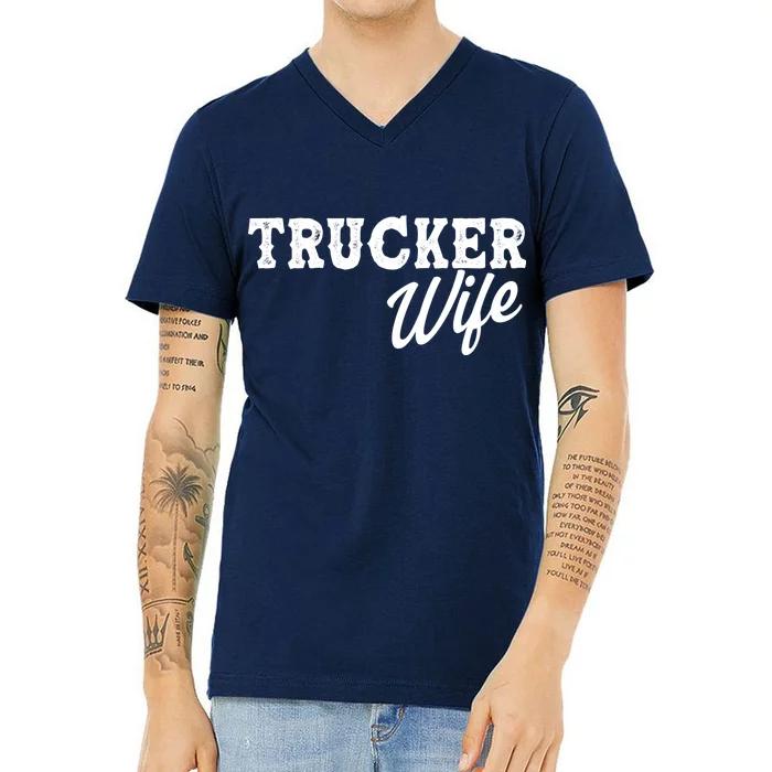 Support Trucker WIfe V-Neck T-Shirt