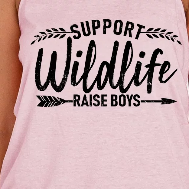 Support Wildlife Raise Boy Parents Women's Knotted Racerback Tank