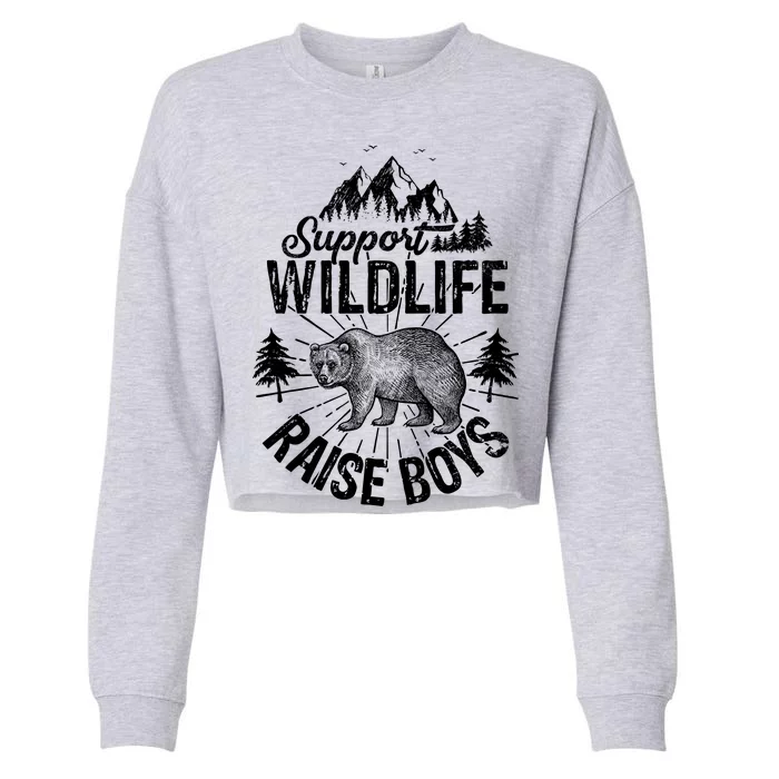 Support Wildlife Raise Boys Cropped Pullover Crew