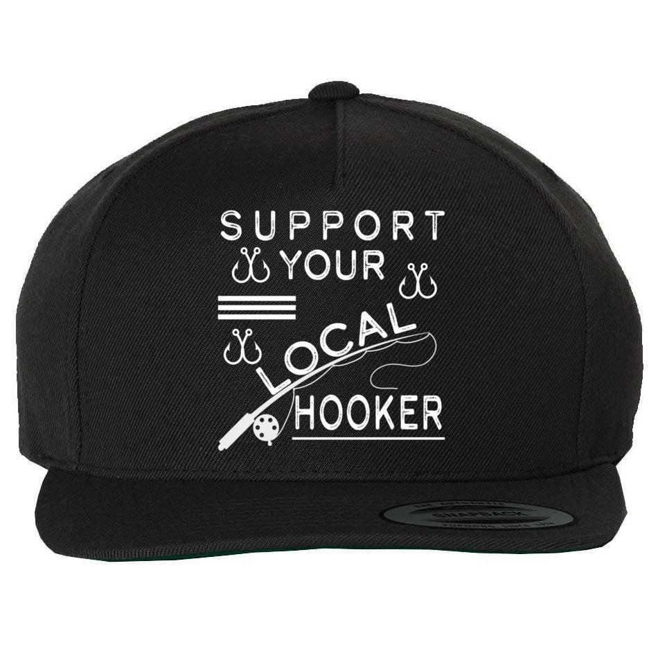 Support Your Local Hooker Funny Fishing Wool Snapback Cap