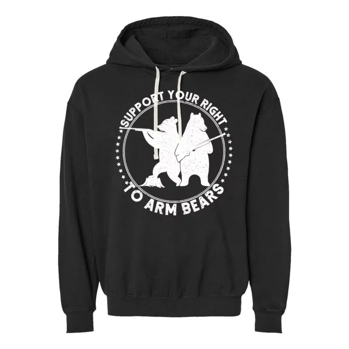 Support Your Right To Arm Bears Garment-Dyed Fleece Hoodie