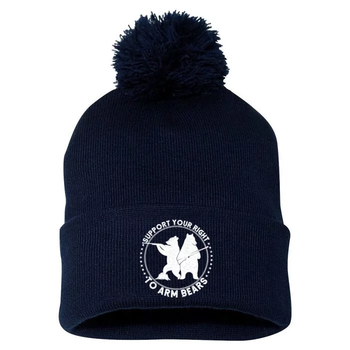 Support Your Right To Arm Bears Pom Pom 12in Knit Beanie