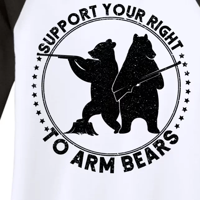 Support Your Right To Arm Bears Women's Tri-Blend 3/4-Sleeve Raglan Shirt