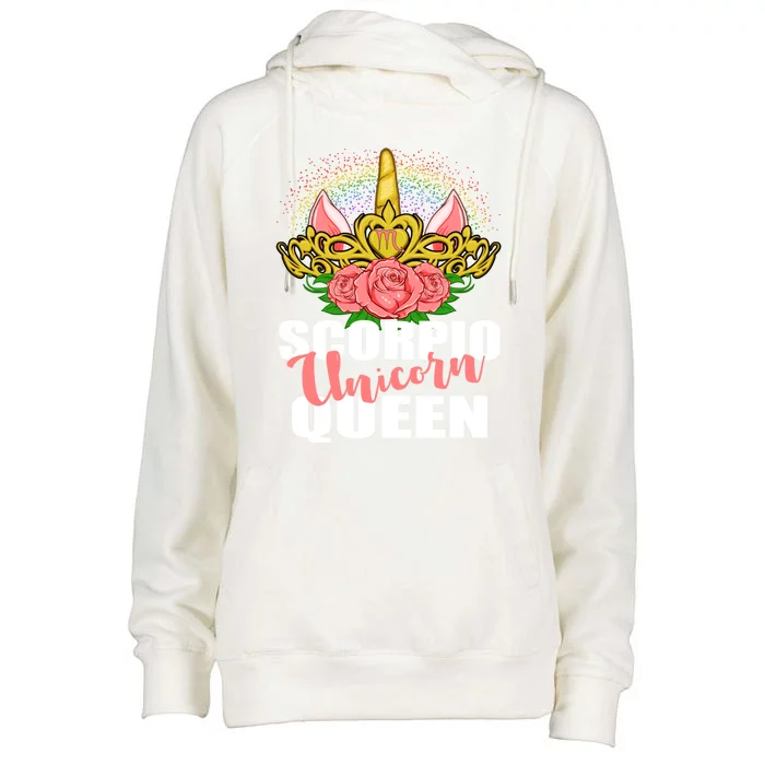 Scorpio Unicorn Queen Zodiac Sign With Crown Cool Gift Womens Funnel Neck Pullover Hood