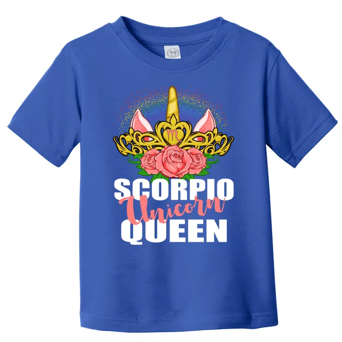 Scorpio Unicorn Queen Zodiac Sign With Crown Cool Gift Toddler T-Shirt