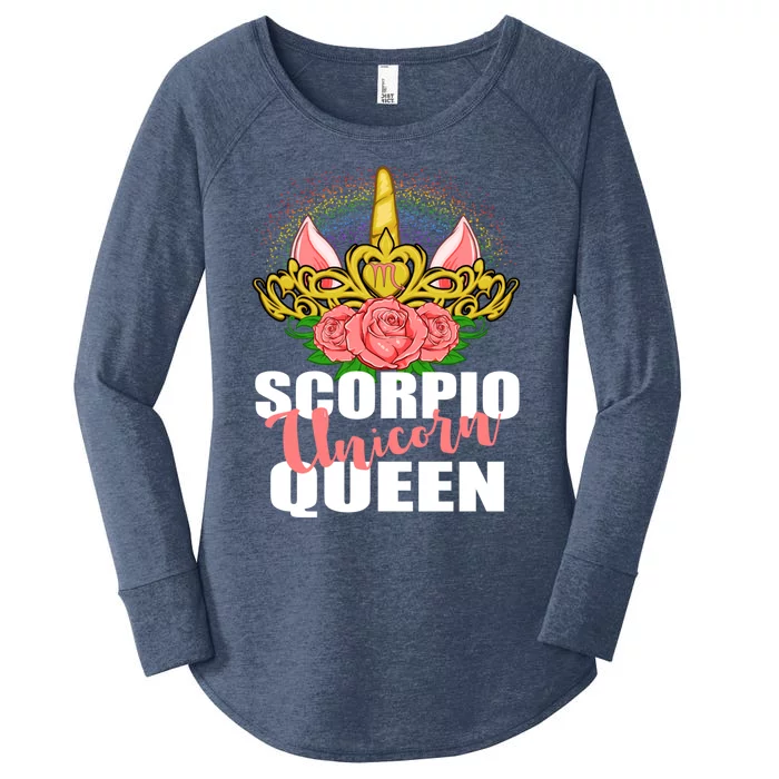 Scorpio Unicorn Queen Zodiac Sign With Crown Cool Gift Women's Perfect Tri Tunic Long Sleeve Shirt