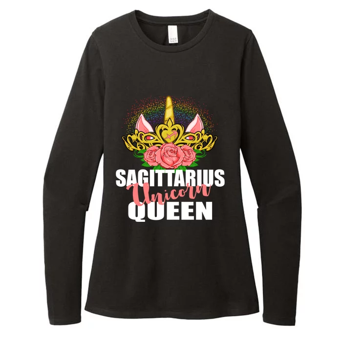 Sagittarius Unicorn Queen Zodiac Sign With Crown Gift Womens CVC Long Sleeve Shirt