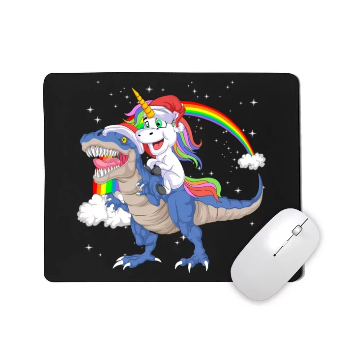 Santa Unicorn Riding Dinosaur Mousepad