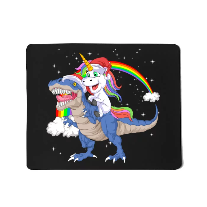 Santa Unicorn Riding Dinosaur Mousepad