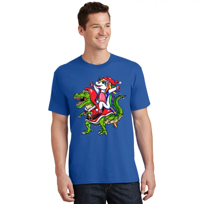 Santa Unicorn Riding Christmas Dinosaur Meaningful Gift T-Shirt