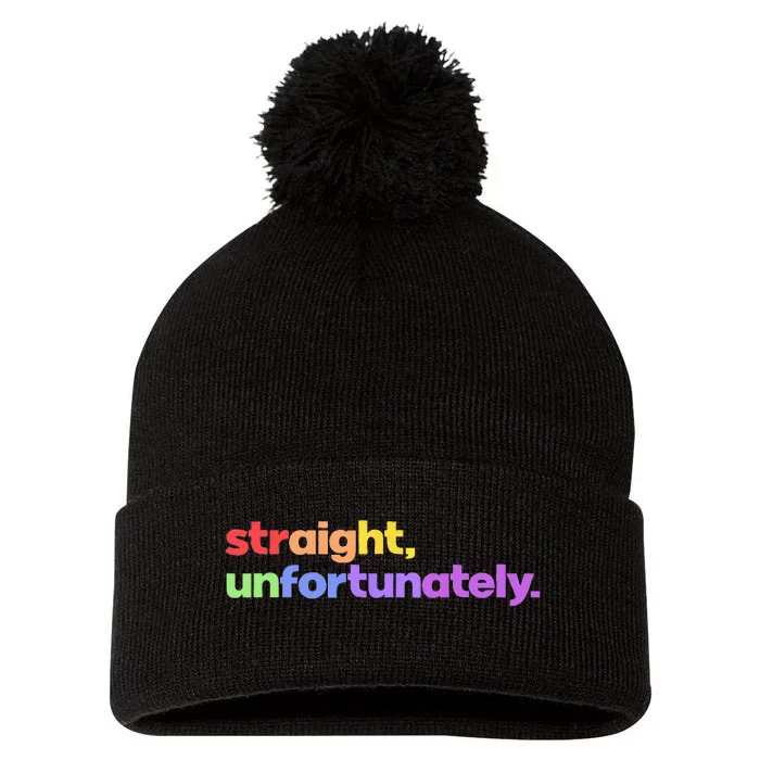 Straight Unfortunately Rainbow Pride Ally LGBTQ Gay Pom Pom 12in Knit Beanie