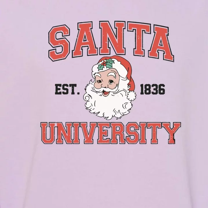 Santa University Retro Christmas Garment-Dyed Sweatshirt