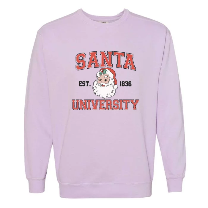 Santa University Retro Christmas Garment-Dyed Sweatshirt