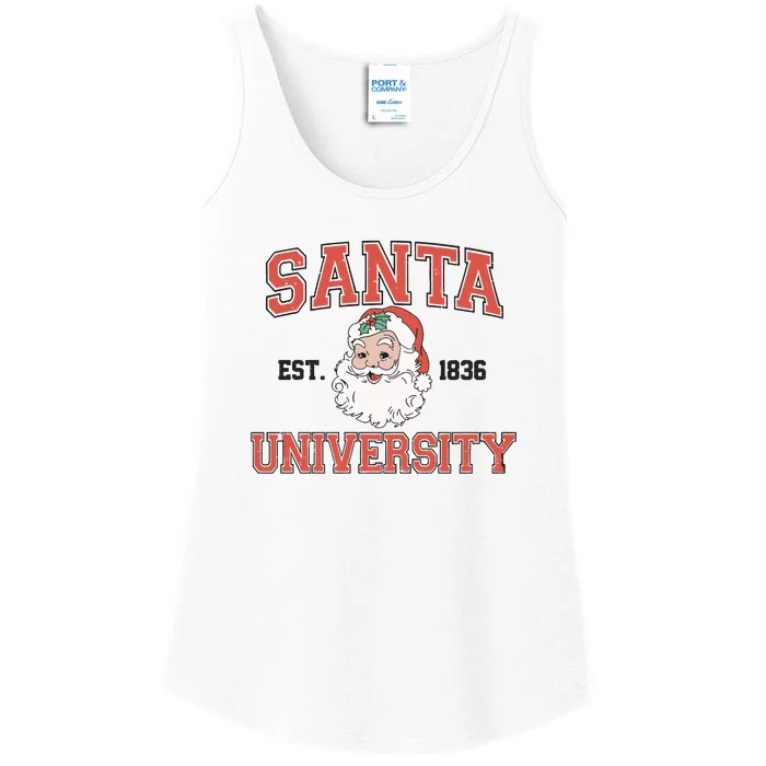 Santa University Retro Christmas Ladies Essential Tank