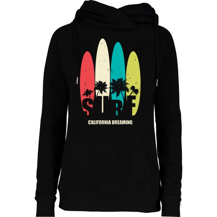 Surf California Dreaming Womens Funnel Neck Pullover Hood