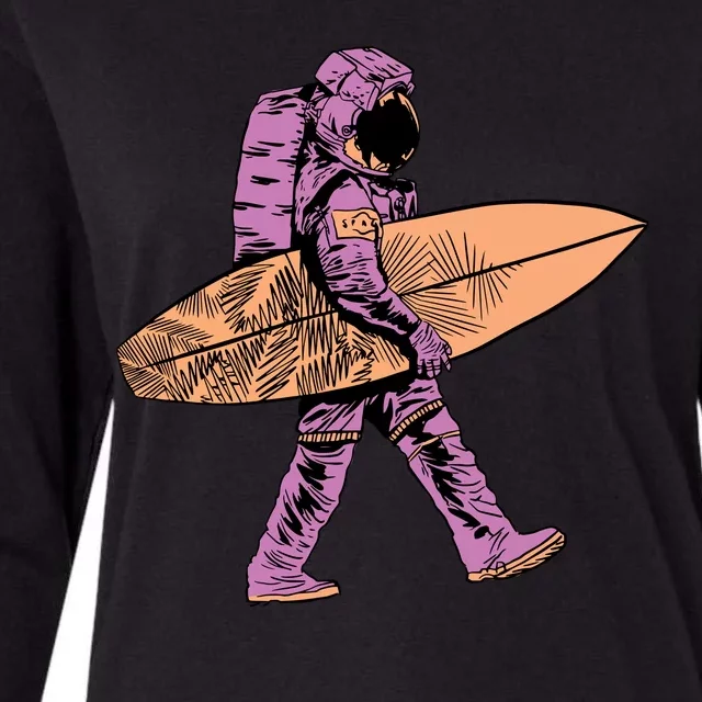 Surfer Astronaut Womens Cotton Relaxed Long Sleeve T-Shirt