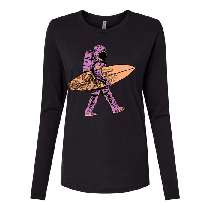 Surfer Astronaut Womens Cotton Relaxed Long Sleeve T-Shirt