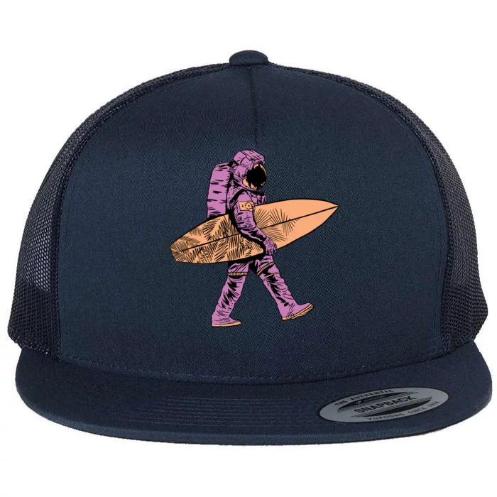 Surfer Astronaut Flat Bill Trucker Hat