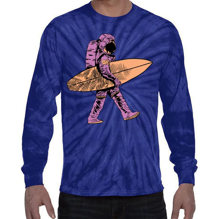 Surfer Astronaut Tie-Dye Long Sleeve Shirt