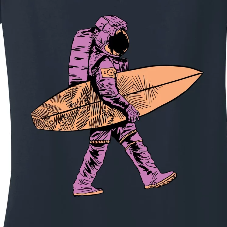 Surfer Astronaut Women's V-Neck T-Shirt