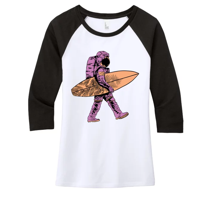 Surfer Astronaut Women's Tri-Blend 3/4-Sleeve Raglan Shirt