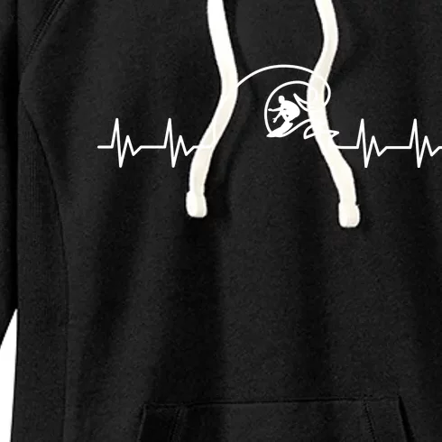 Surfer Heartbeat Pulse Women's Fleece Hoodie