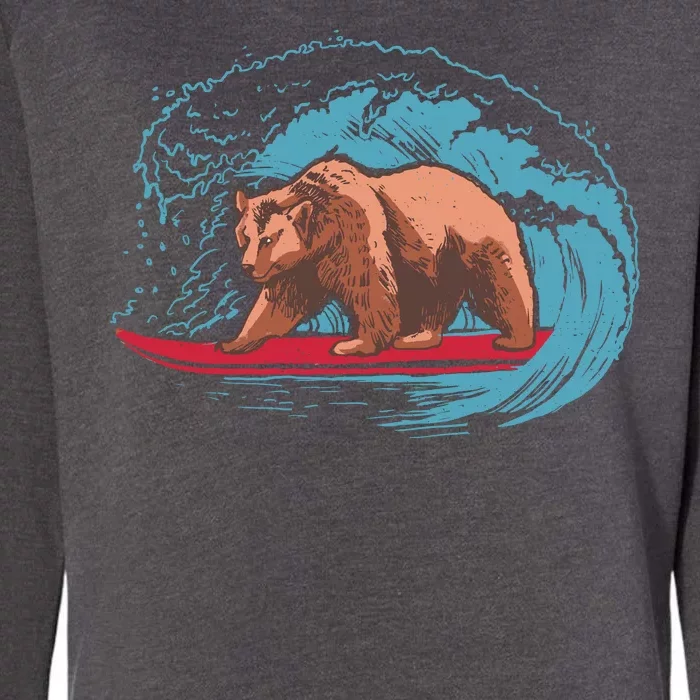 Surfing Bear Womens California Wash Sweatshirt