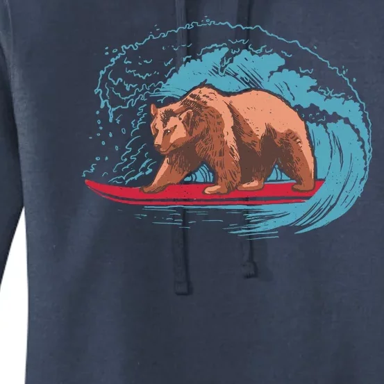 Surfing Bear Women's Pullover Hoodie