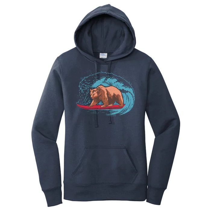 Surfing Bear Women's Pullover Hoodie